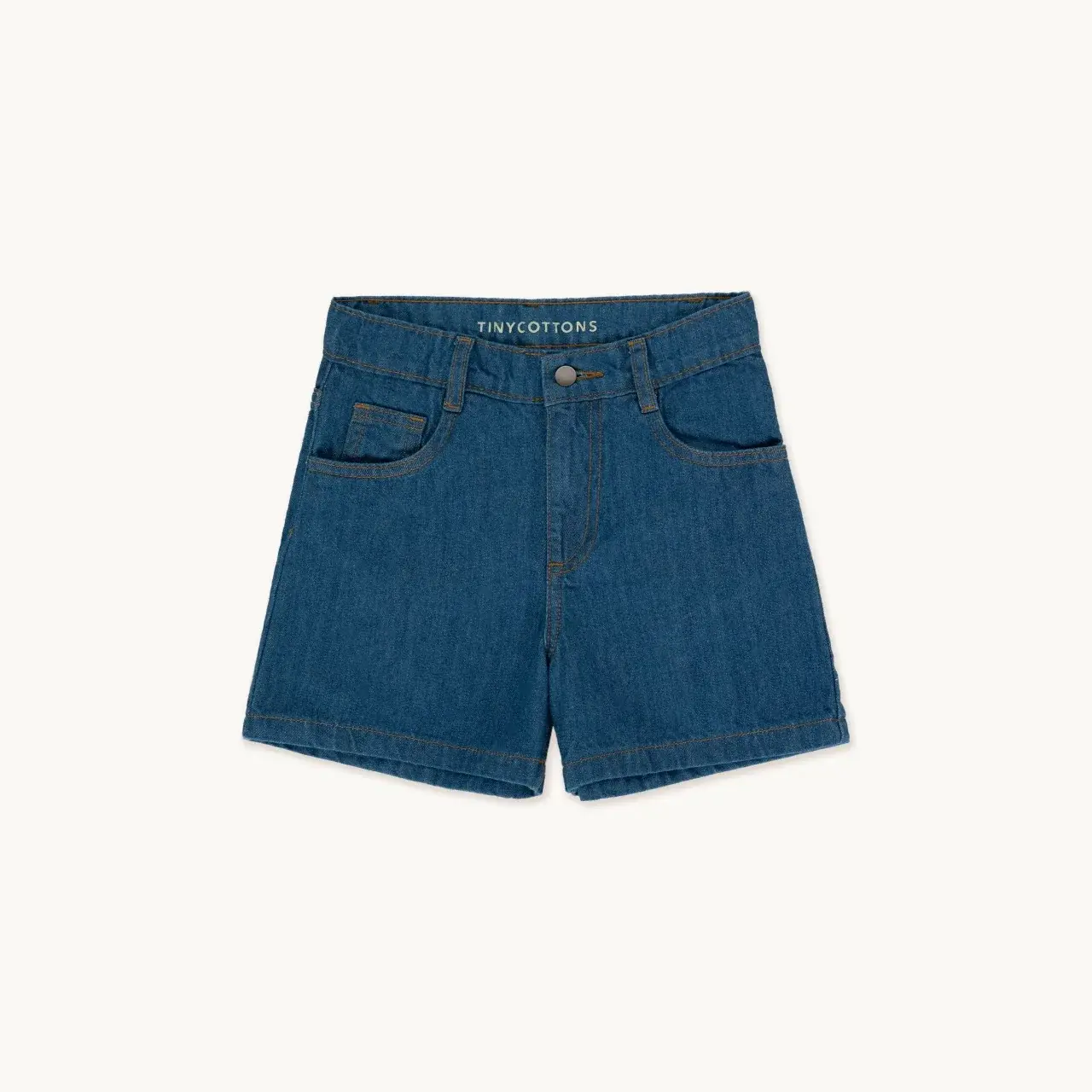 SOLID DENIM LONG SHORTS