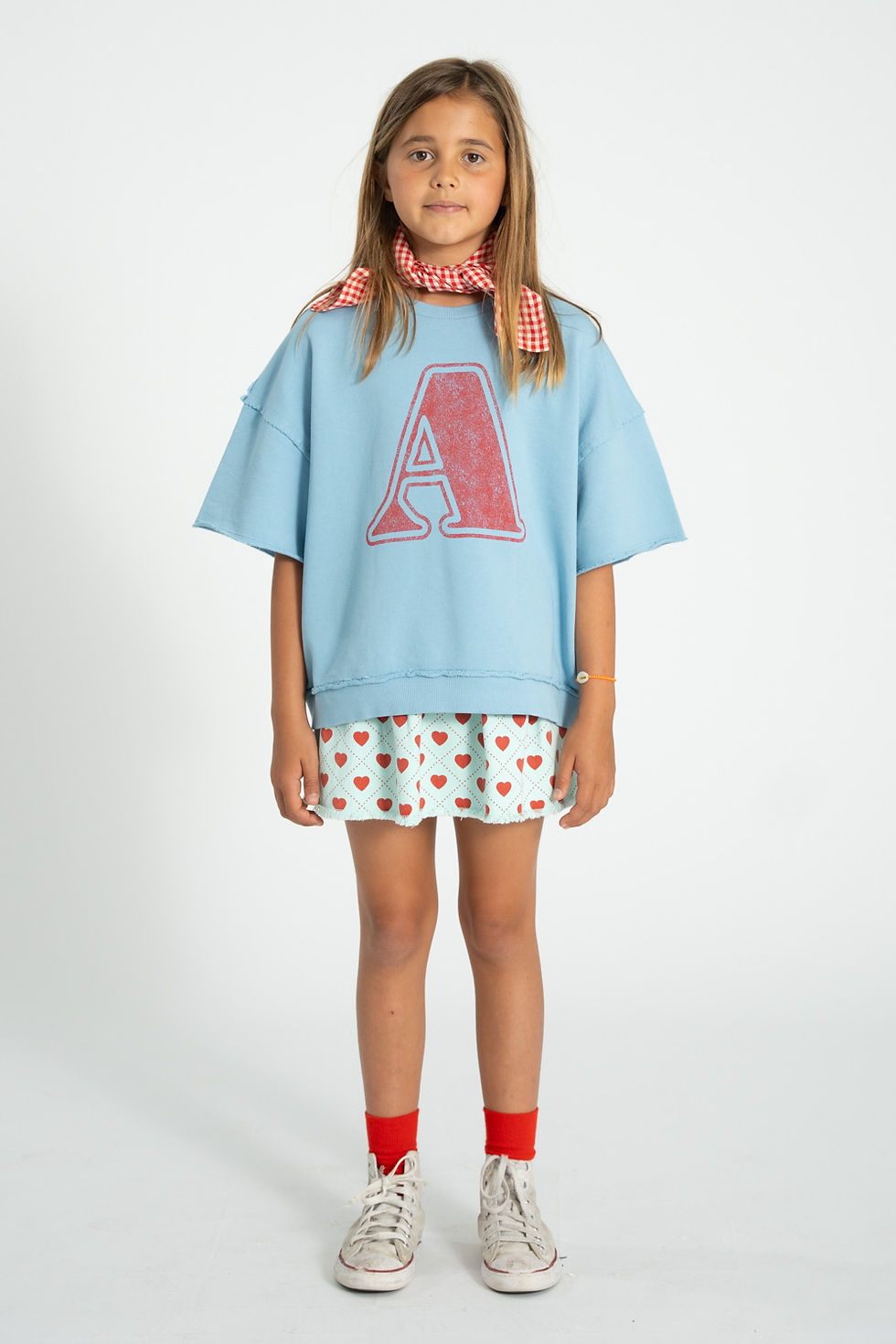 Thumbnail: Short skirt | light blue -red hearts allover