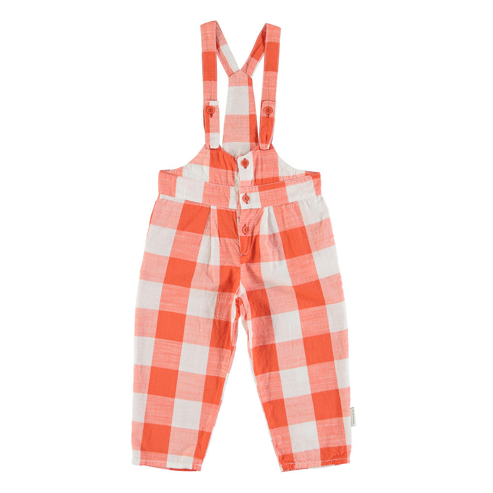 Trousers with straps | red & white checkered