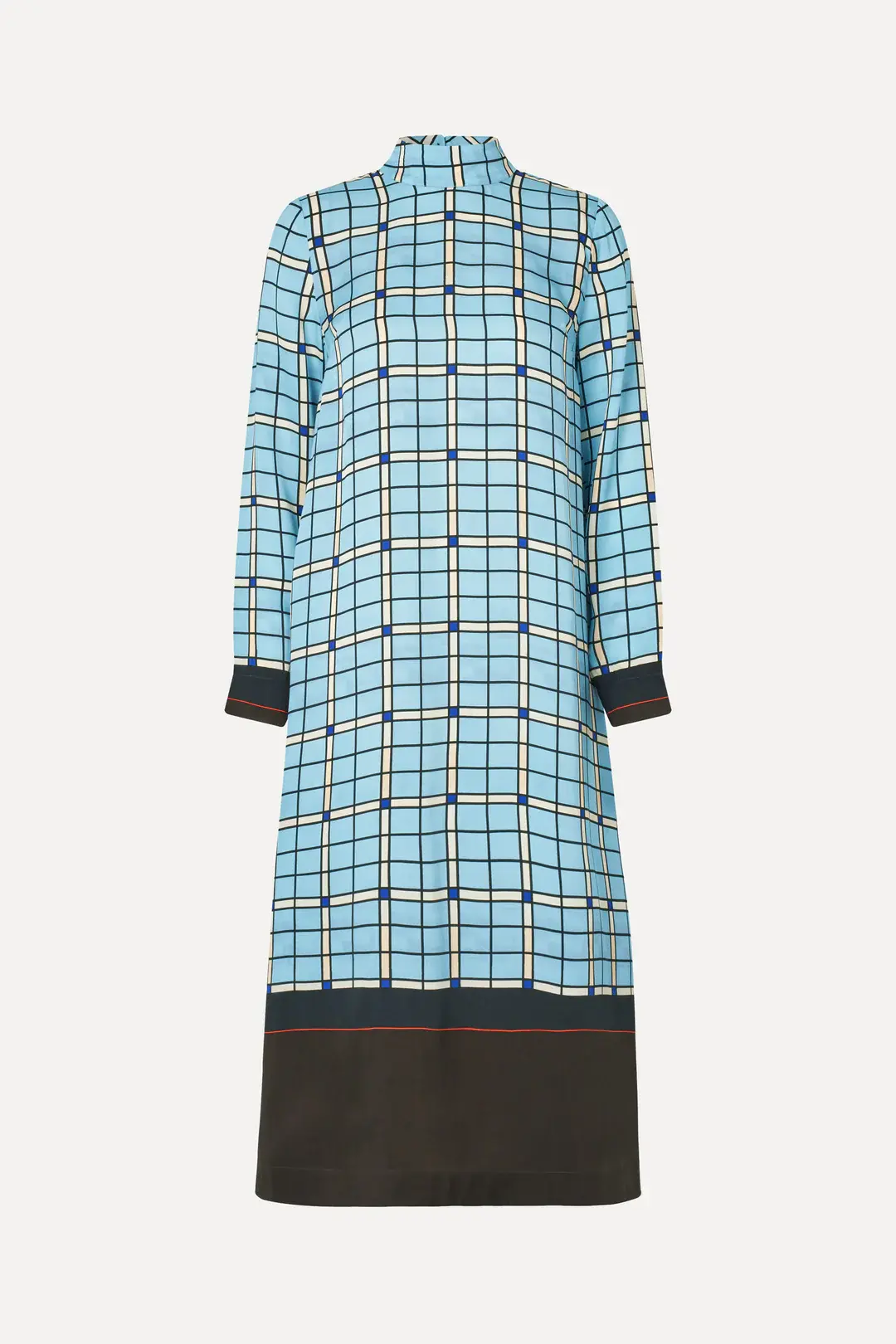 Long Sleeve Midi Dress - Window Check