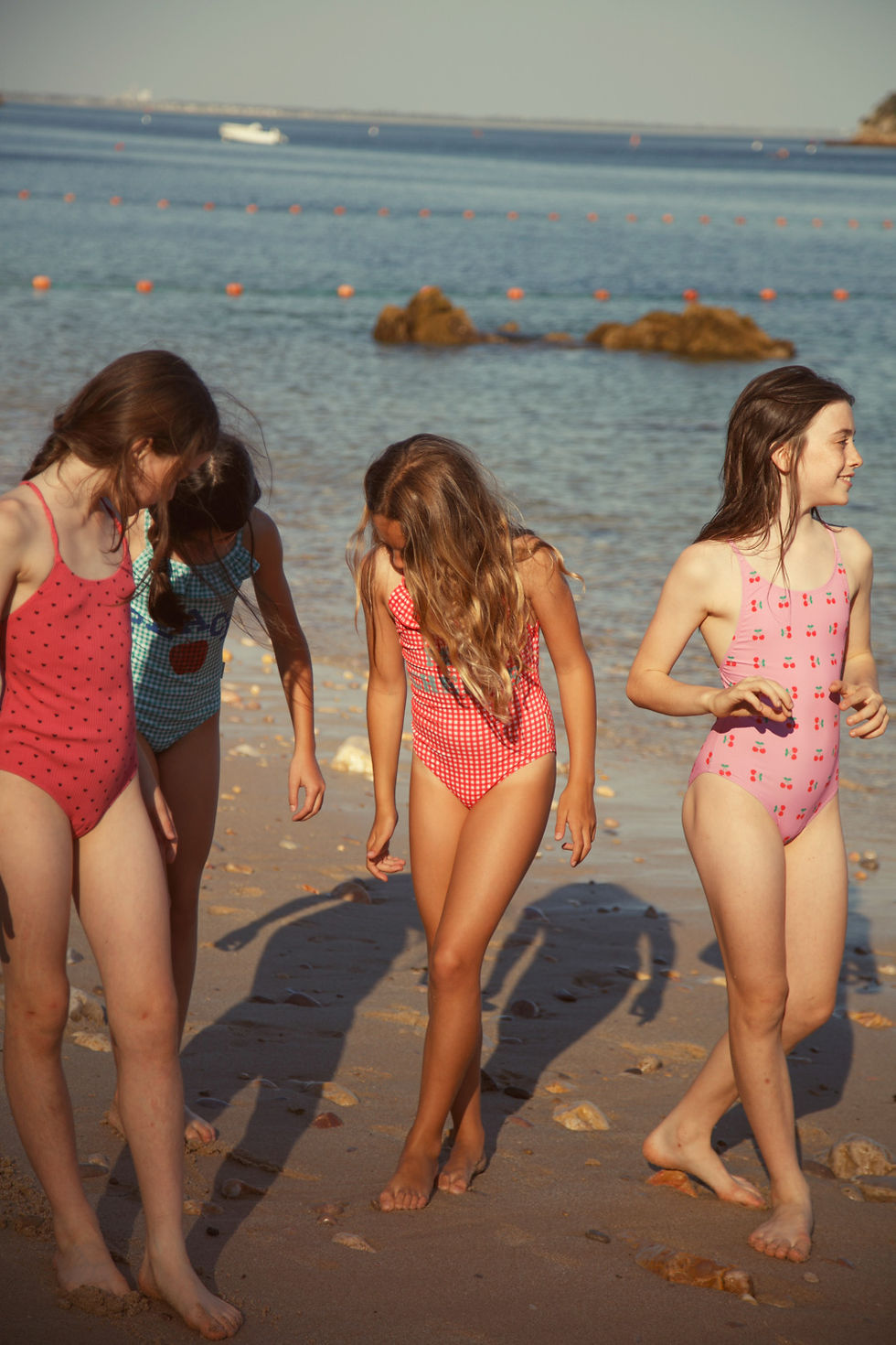 Thumbnail: Swimsuit crossed straps | pink  cherries allover