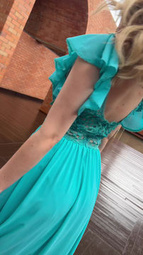 Miniatura: Vestido Tiffany Longo em Musseline com Babados