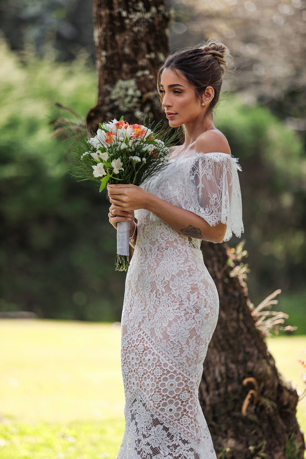 Miniatura: Vestido Longo em Renda Francesa Ombro a Ombro