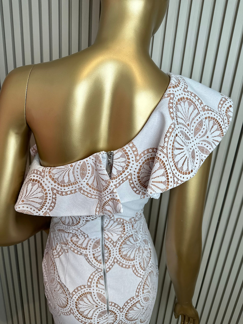 Miniatura: Vestido Midi Nude com Babado