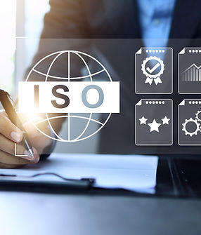 iso standards concept with businessman working on document desktop to check and organizati
