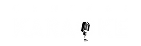 Central Karaoke Hawaii Original Logo with black background and white lettering and a vintage microphone inside the O