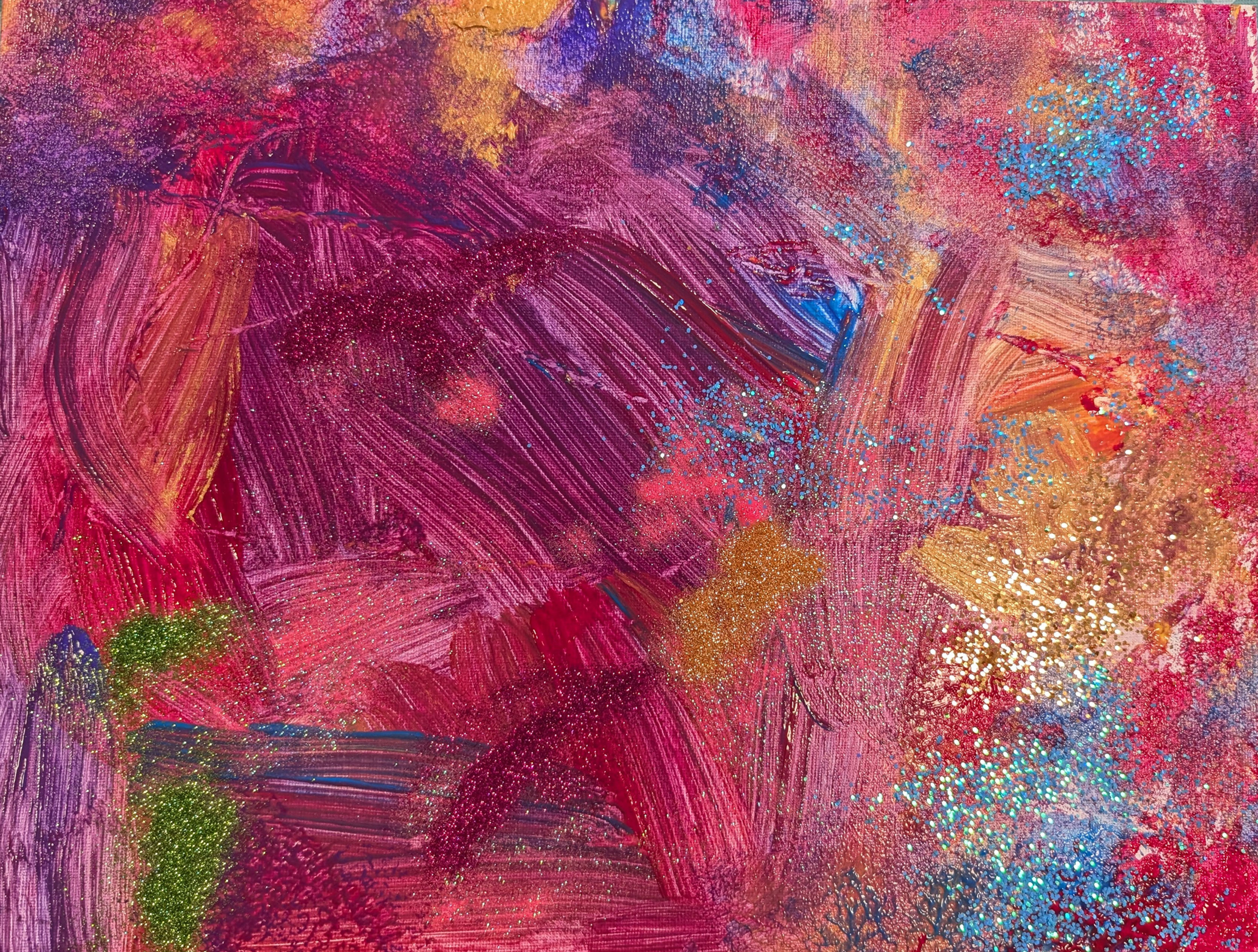 Kunstwerk aus Acrylfarben in lila Tönen entstanden im Malkurs der Familienwerkstatt von Werkstatt mit Sinn