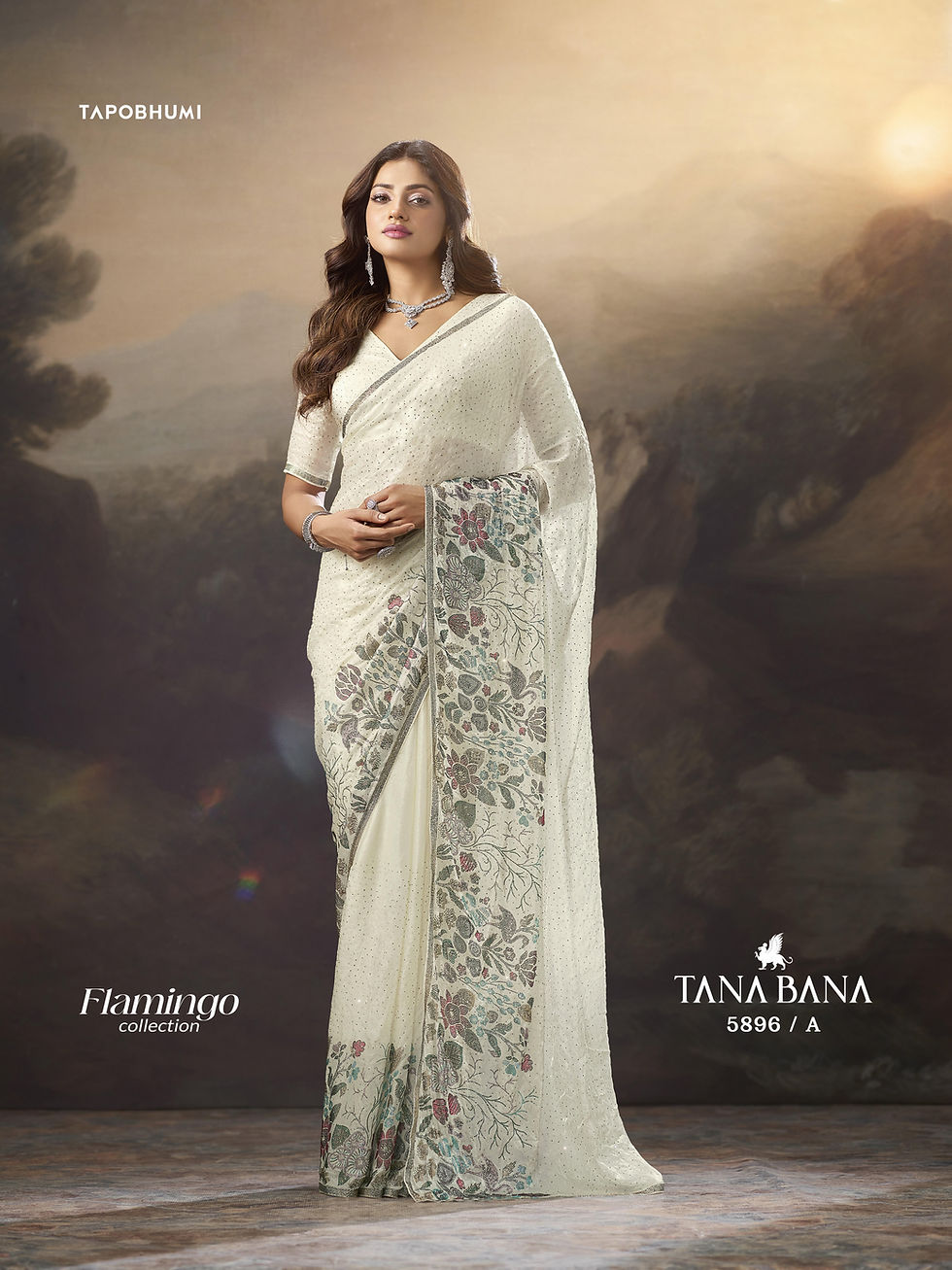 tana bana saree white