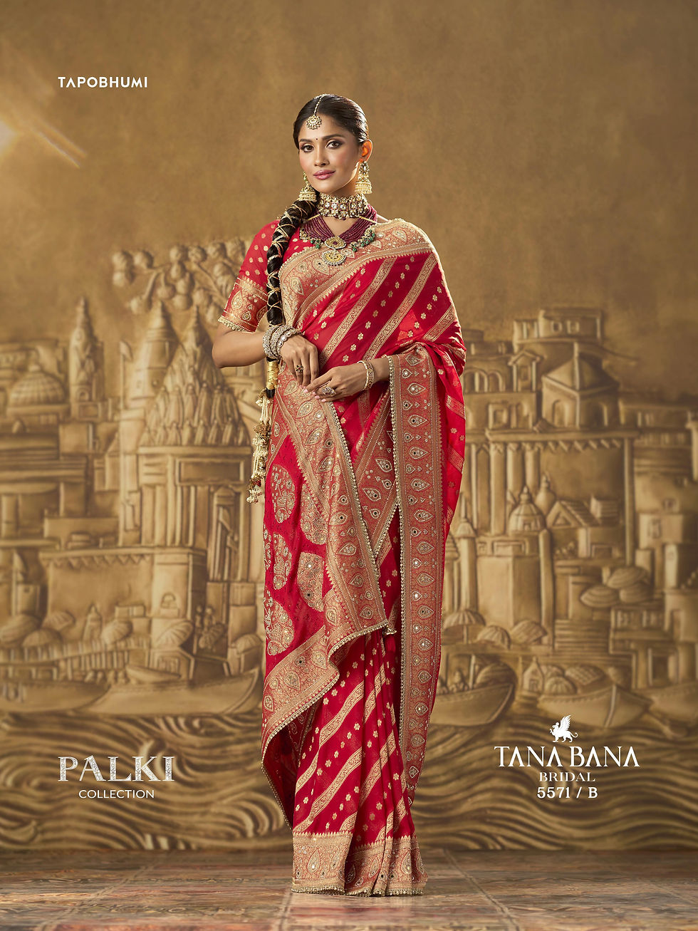 TANA BANA Georgette Saree with Jarkan & Mirror Work