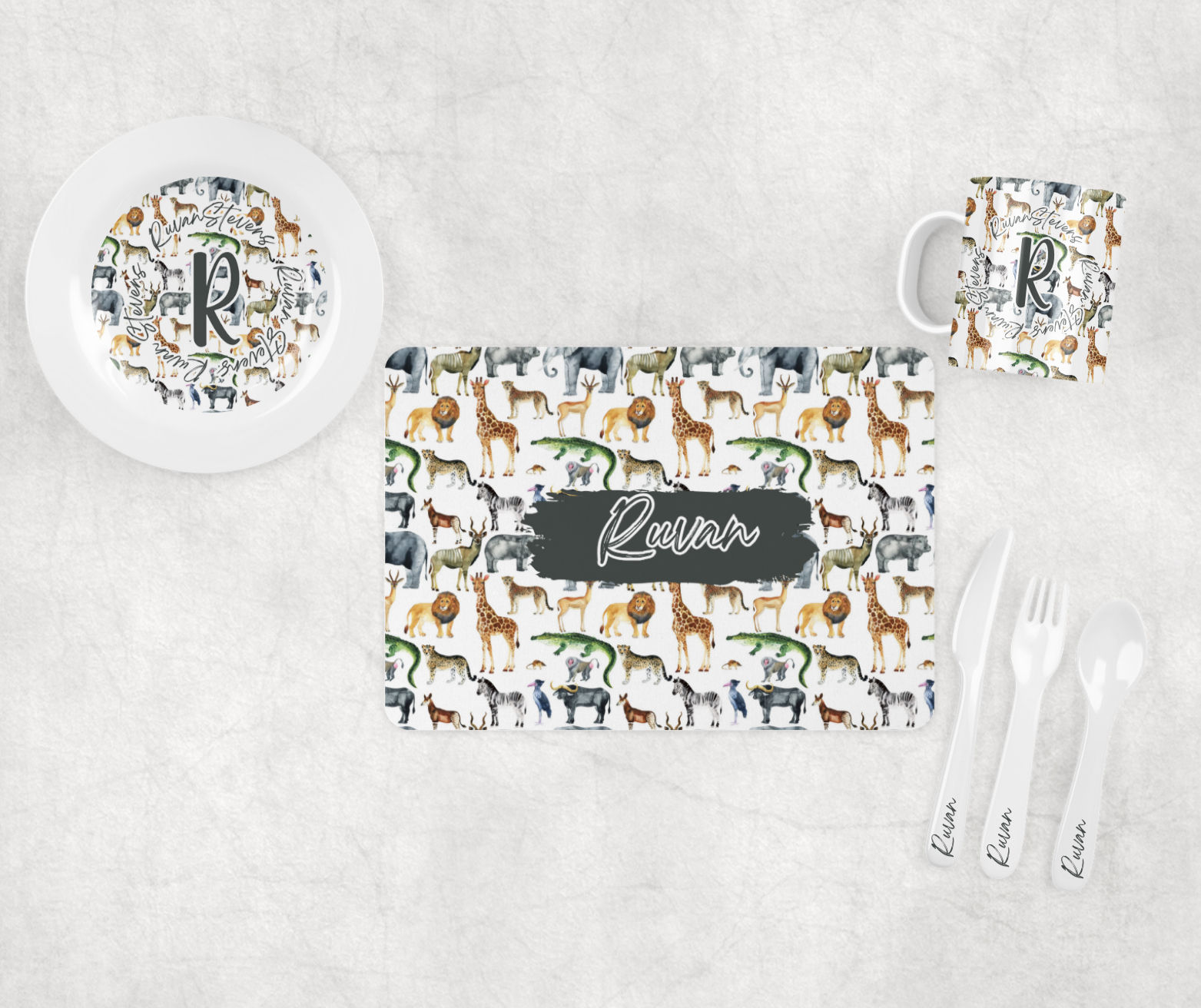 African Animals Polymer Dinner Set