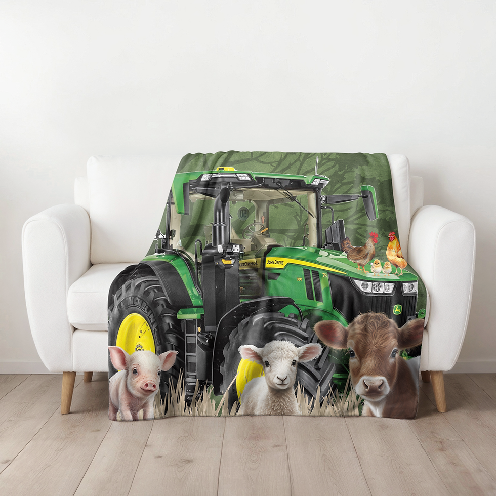 Thumbnail: Tractor and Farm animal Mongolian Fleece Blanket
