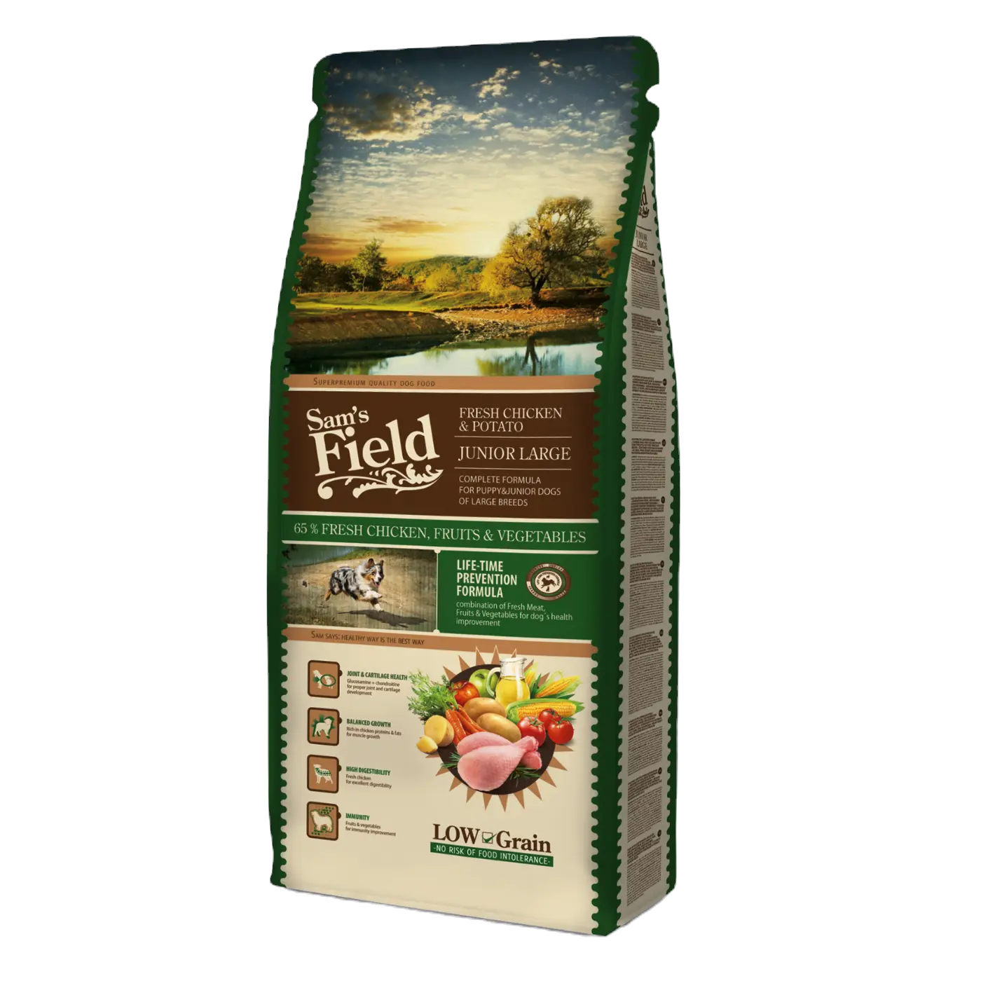 Croquette chiot Junior large - Sam´s Field poulet et pomme de terre 13kg