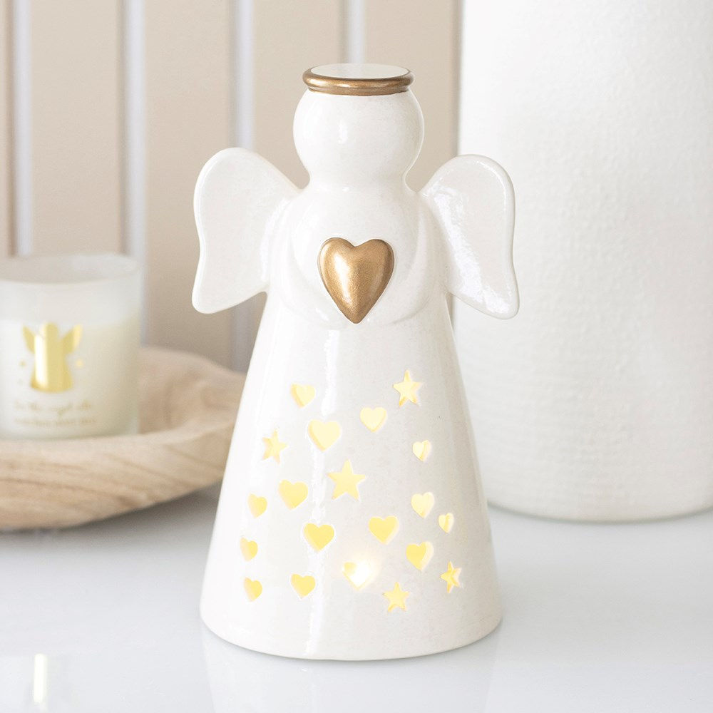 Large LED Light-Up Angel Decoration with Heart 🤍✨