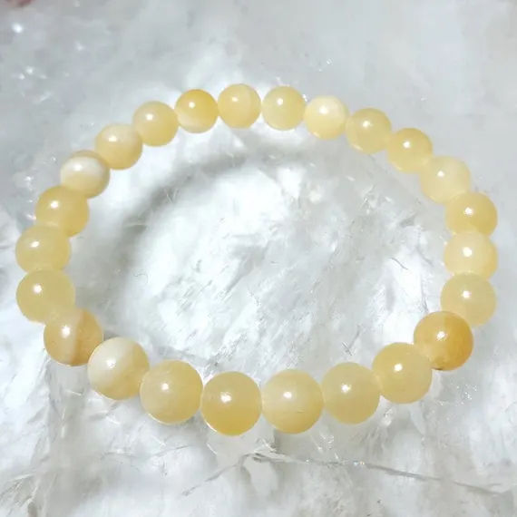 Orange Calcite Bead Bracelet 
