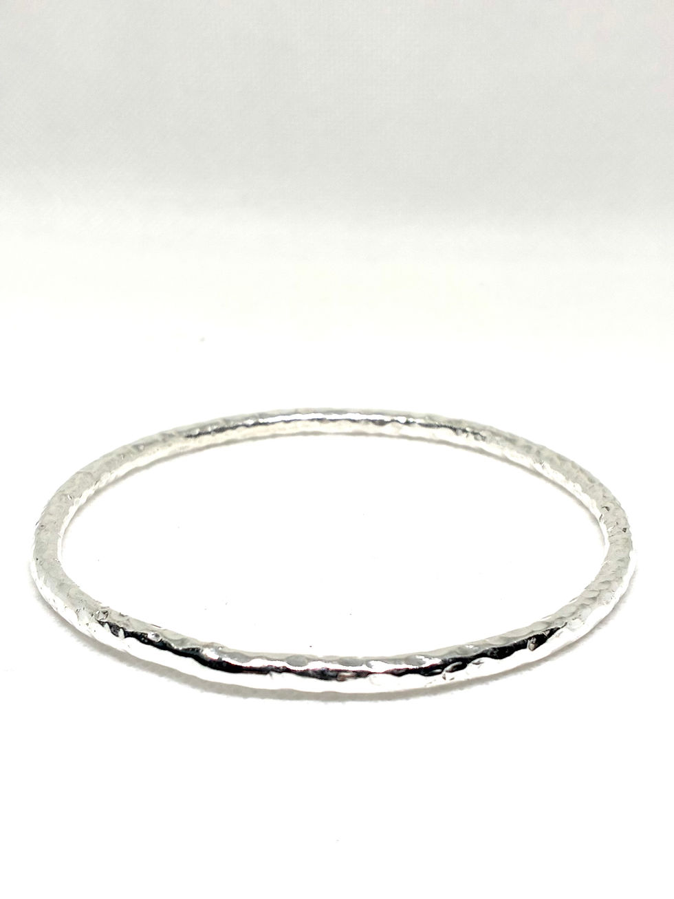 Hand made silver hammered bangle set