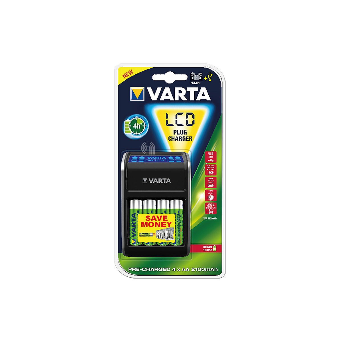 CARICABATTERIE CON PORTA USB E DISPLAY LCD 9V VARTA 55302157