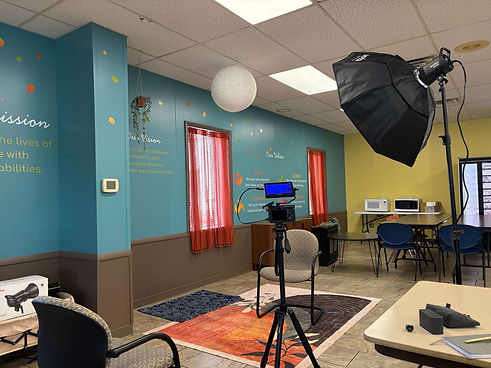 Camera and light setup for a video shoot