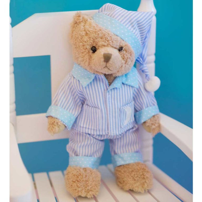 BLUE & WHITE STRIPED PYJAMAS TEDDY BEAR