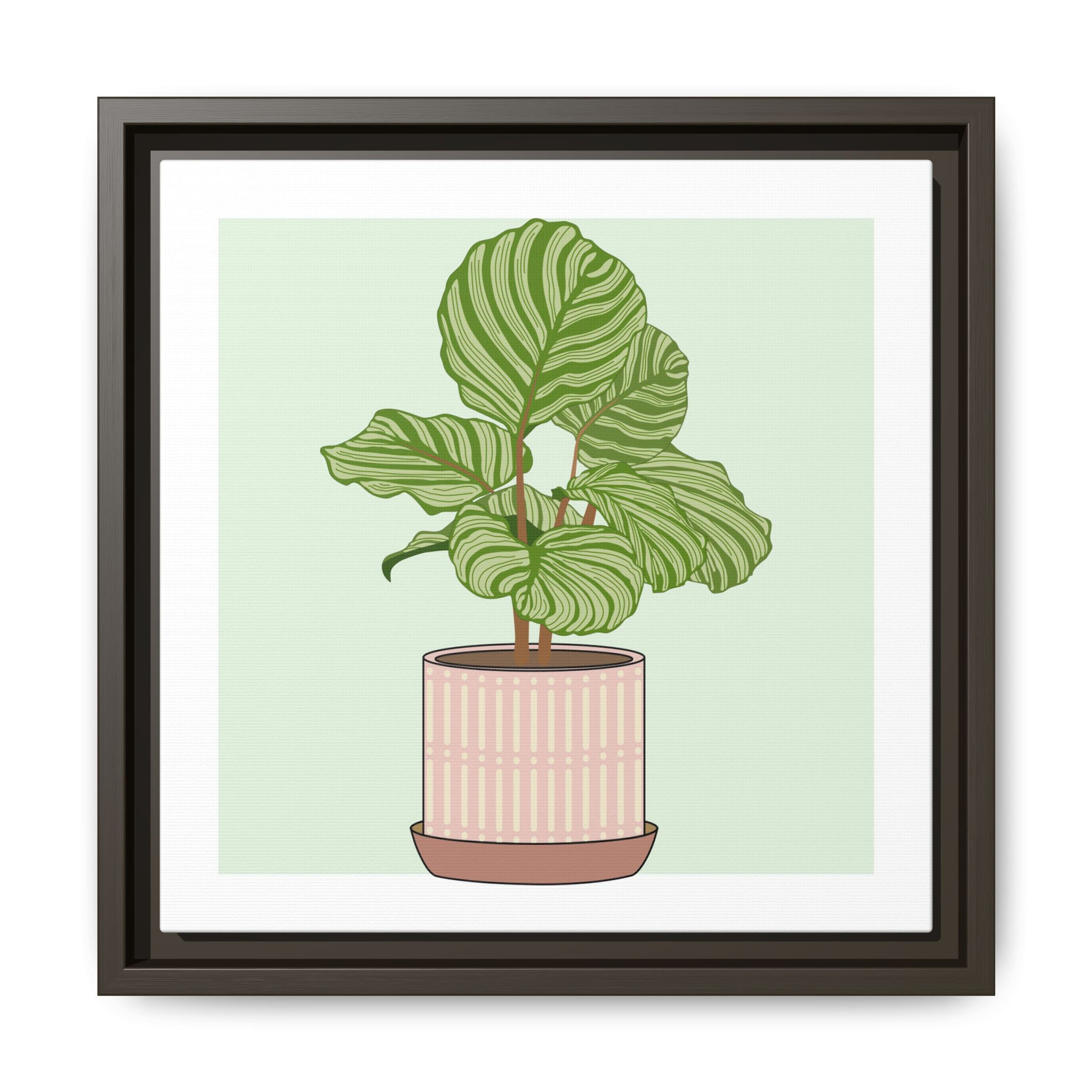 Framed Matte Canvas – Gabriella, Pink and Green Potted Plant