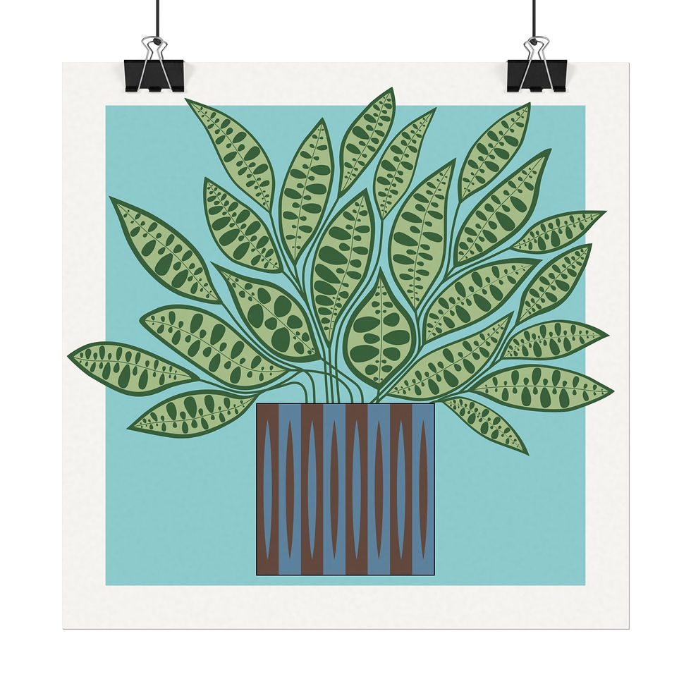 Thumbnail: Mod Rattlesnake Calathea - Art Print, in blue/brown