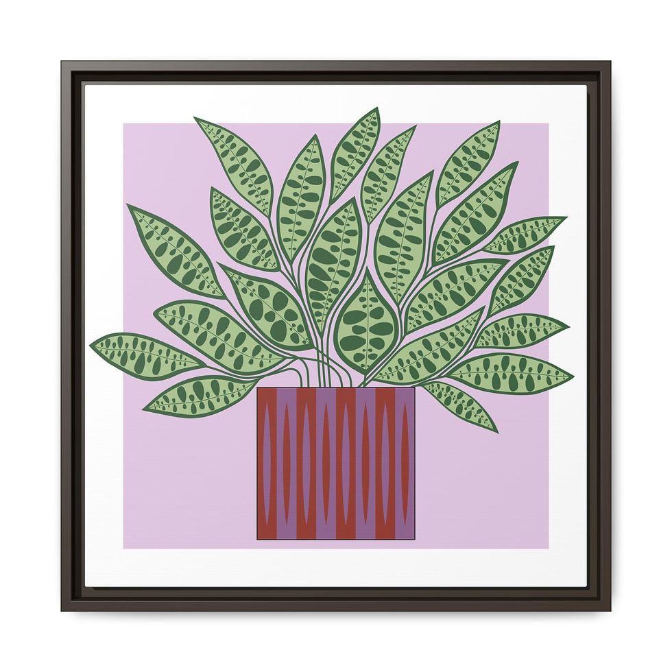 Thumbnail: Framed Matte Canvas – Mod Rattlesnake in Pink, Green Leaf Potted Plant