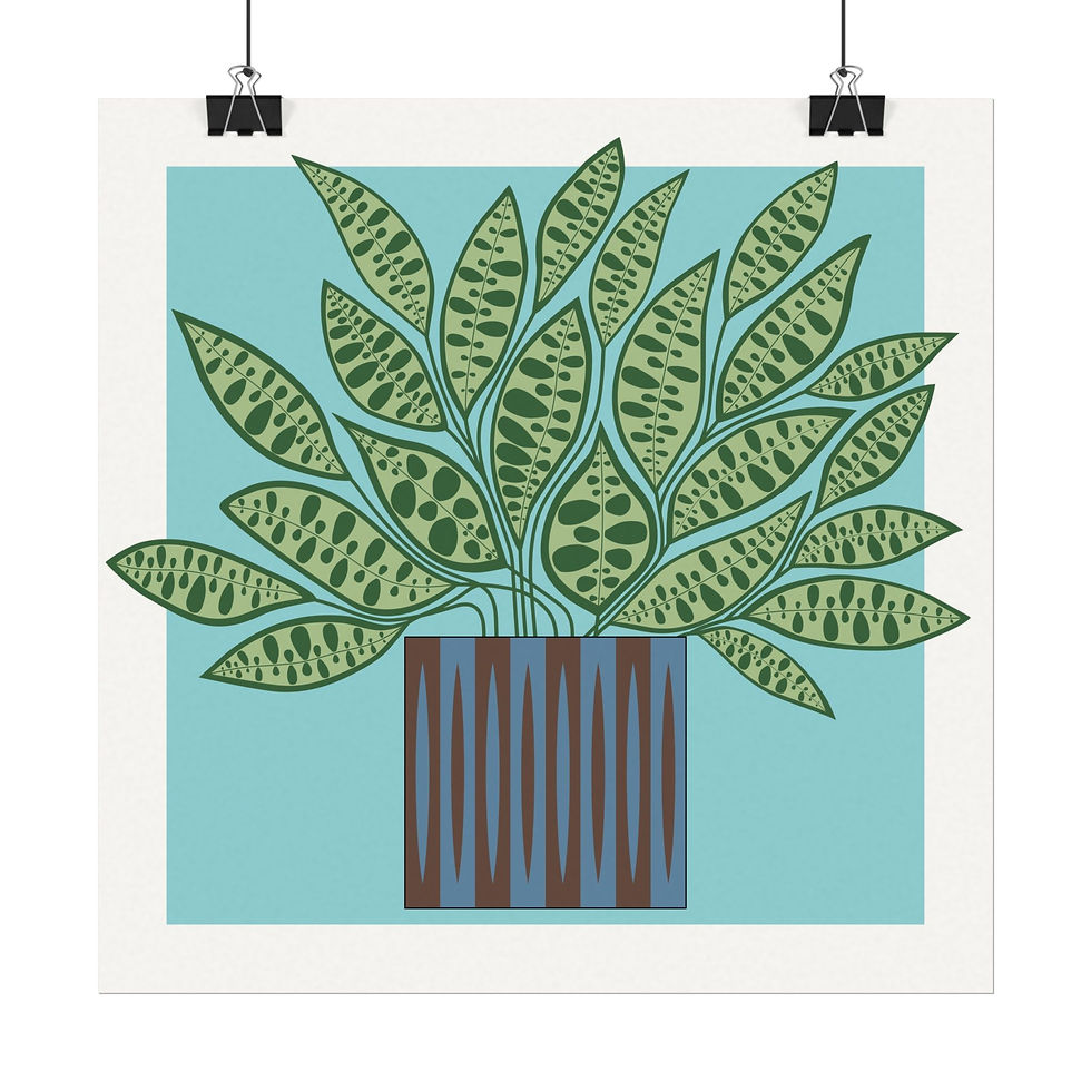 Thumbnail: Mod Rattlesnake Calathea - Art Print, in blue/brown
