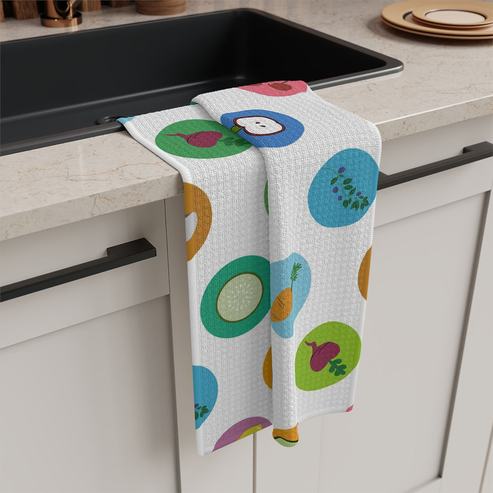 Thumbnail: Fruit and Veg Pattern – Kitchen Towel, Microfiber Tea Towel