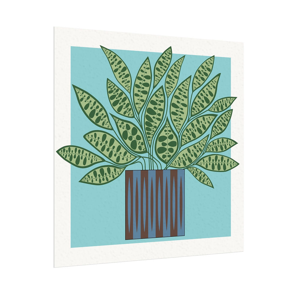 Thumbnail: Mod Rattlesnake Calathea - Art Print, in blue/brown