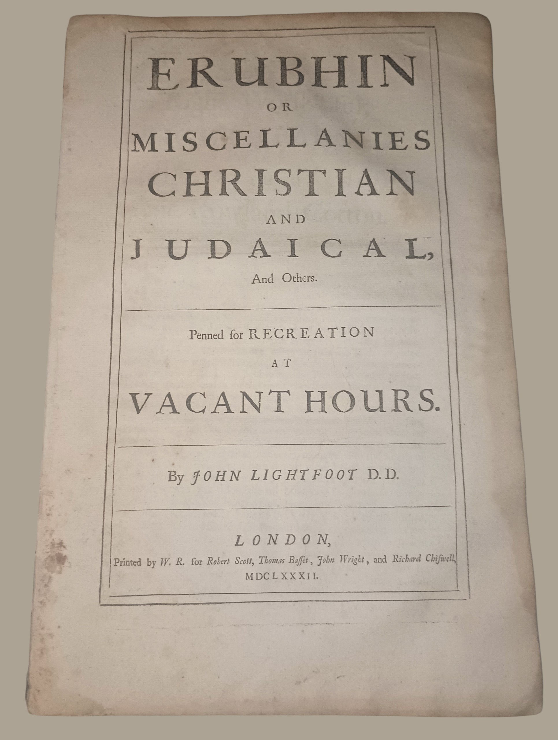 1682 John Lightfoot ERUBHIN – Complete Folio Tract