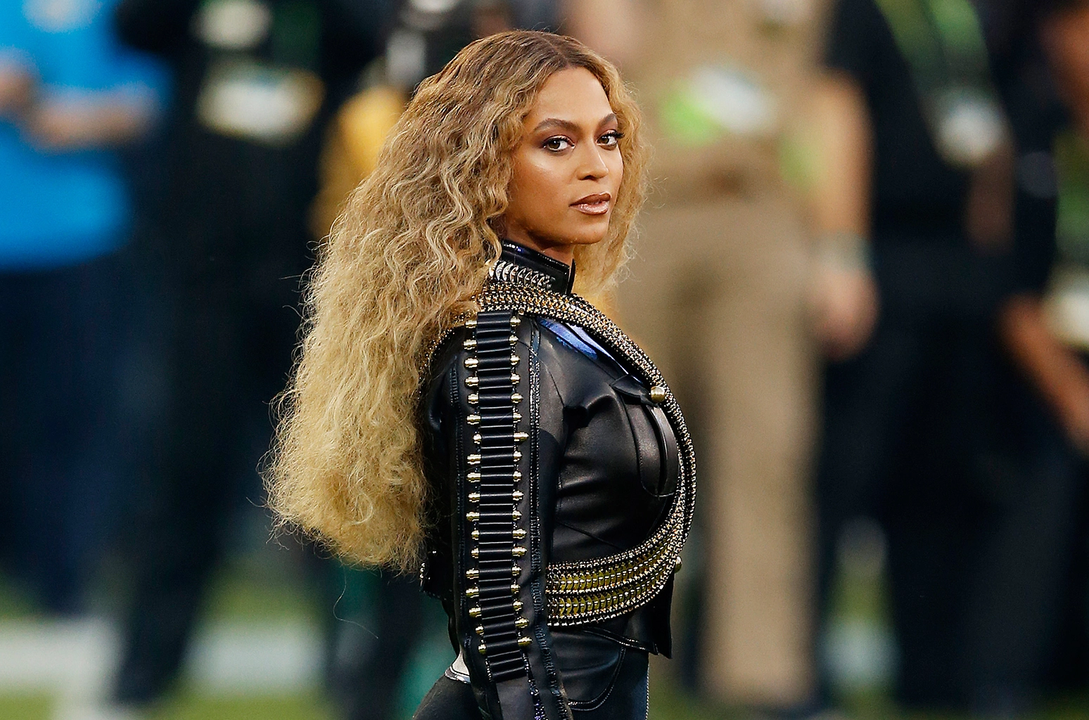 Beyonce wearing a Black Bullet Jacket