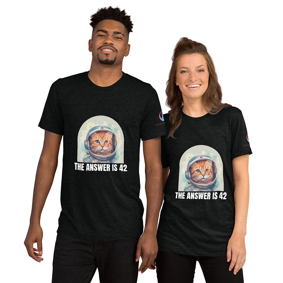 "The Answer is 42" Catstronaut Tri-Blend Soft Tee
