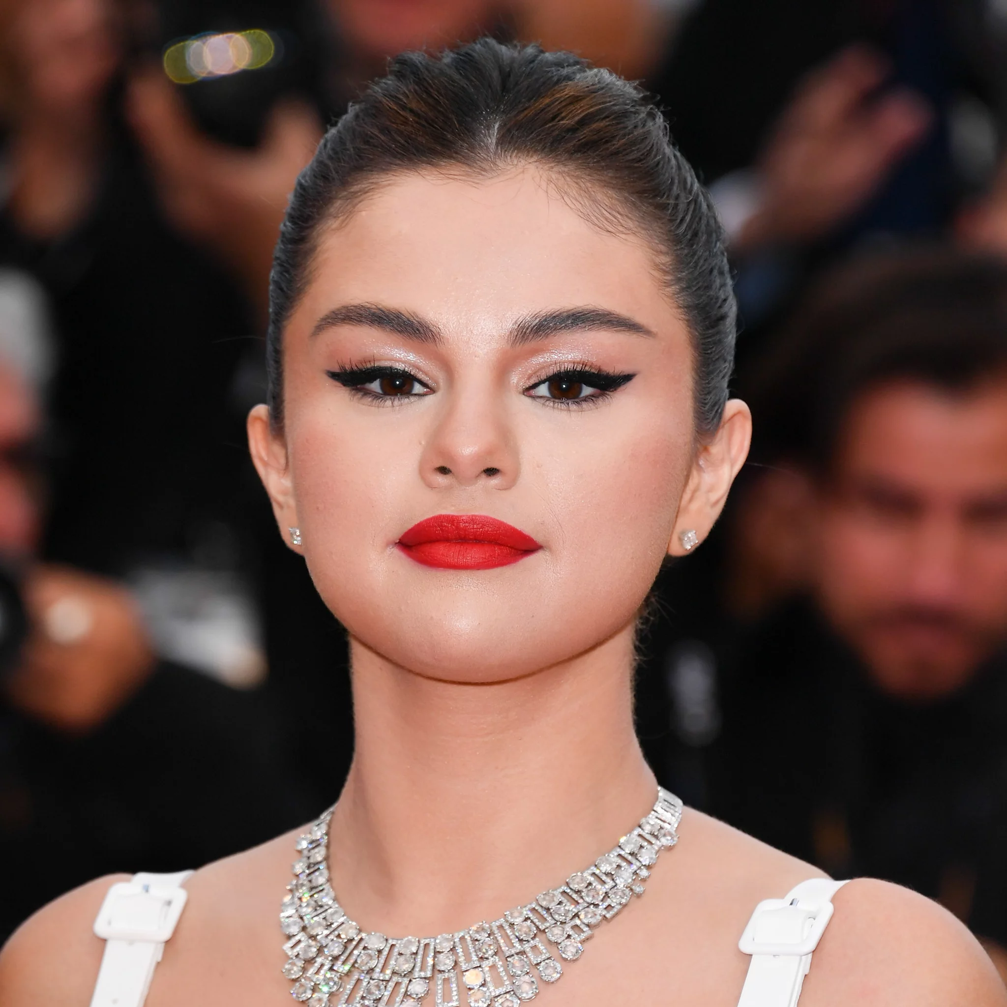 Selena Gomez wearing a Diamond Necklace