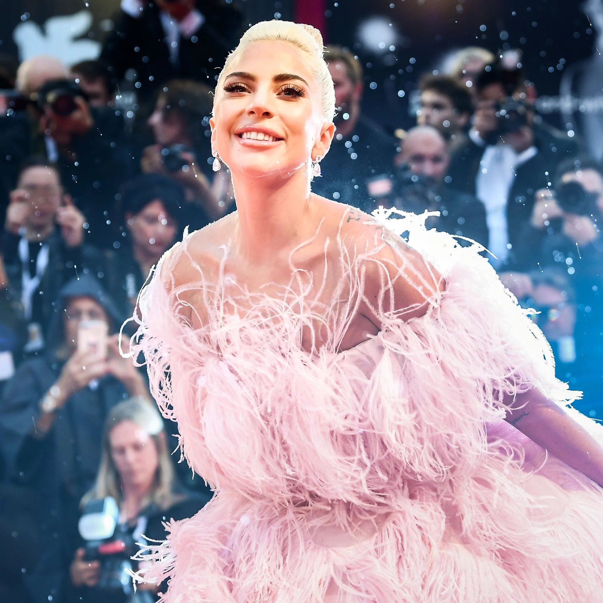 Lady Gaga in a pink dress