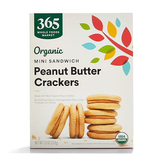 365 Organic Mini Sandwich Peanut Butter Crackers, USDA Organic, 7.5 oz box