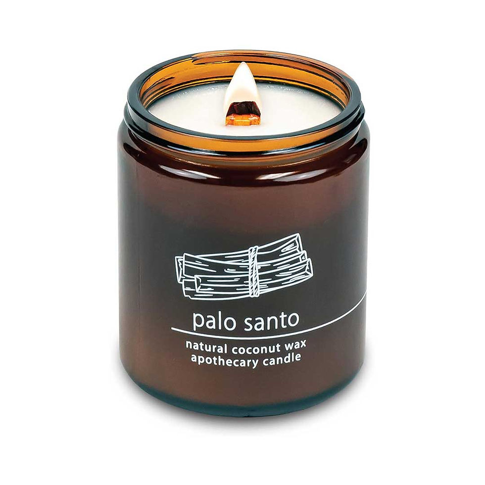 Palo Santo natural coconut wax apothecary candle with a wooden wick