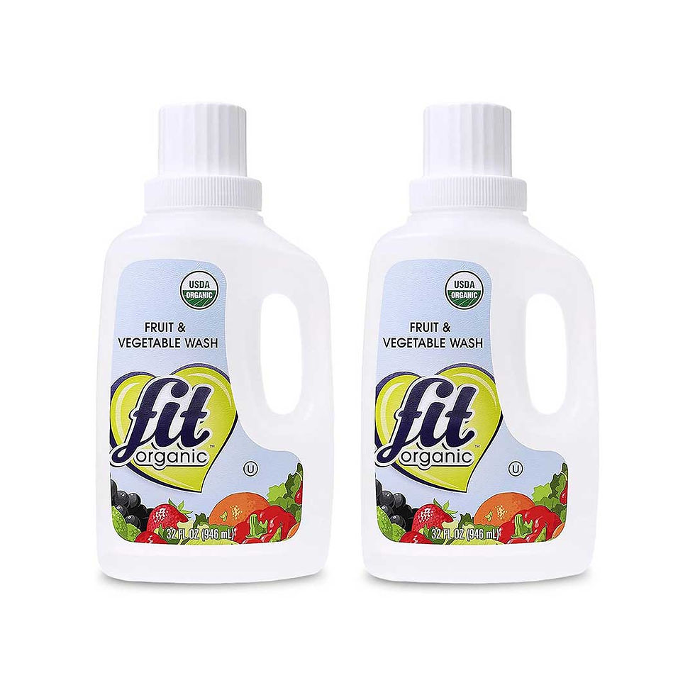 Two bottles of Fit Organic fruit and vegetable wash