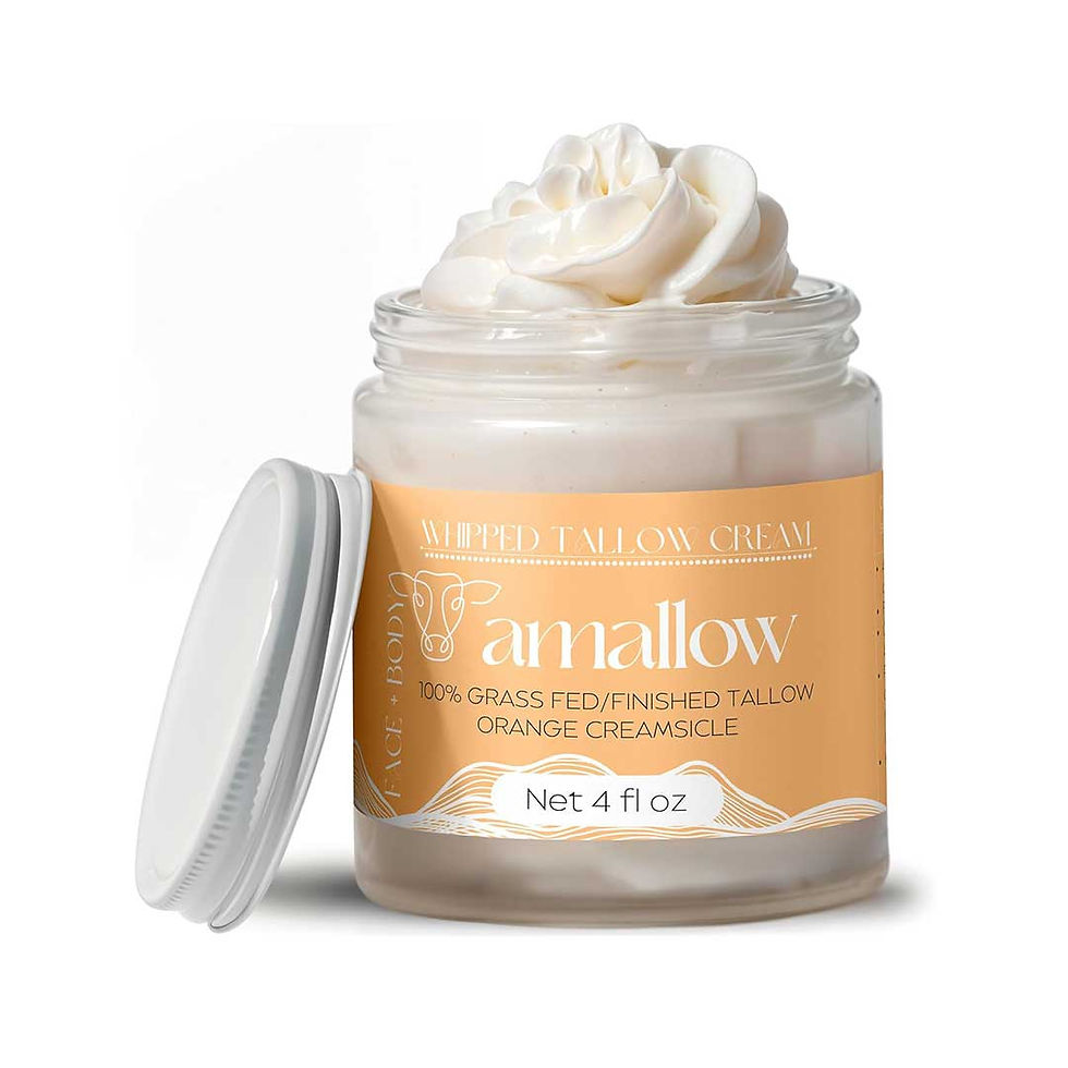Whipped Tallow Cream jar by amallow, 100% Grass Fed/Finished Tallow Orange Creamsicle, Net 4 fl oz