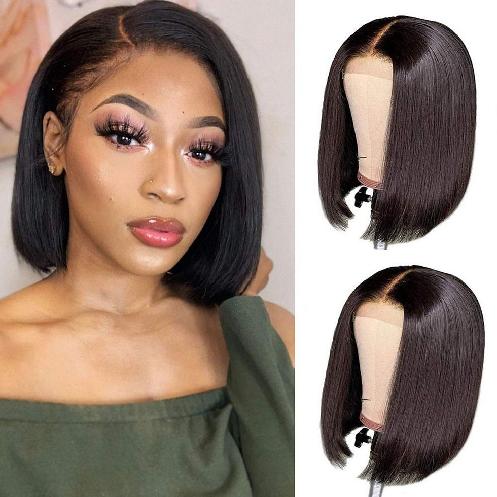Thumbnail: Short Blonde Wig 613 Lace Front Human Hair Bob  4x4 Blonde/ Glueless Pre Plucke
