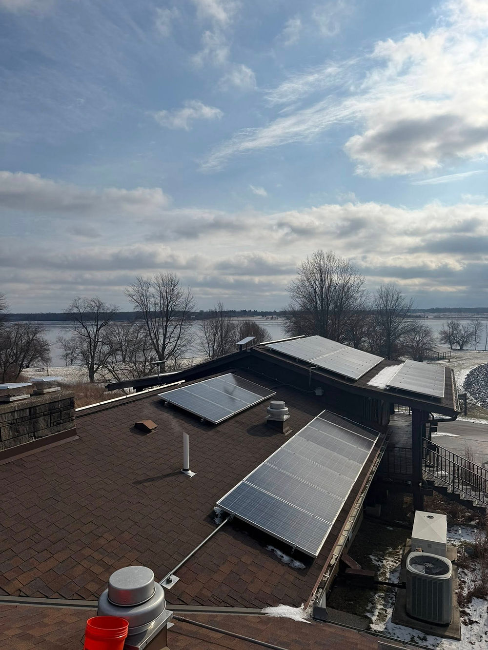 Solar panels on a roof at the - Springfield, OH reservoir