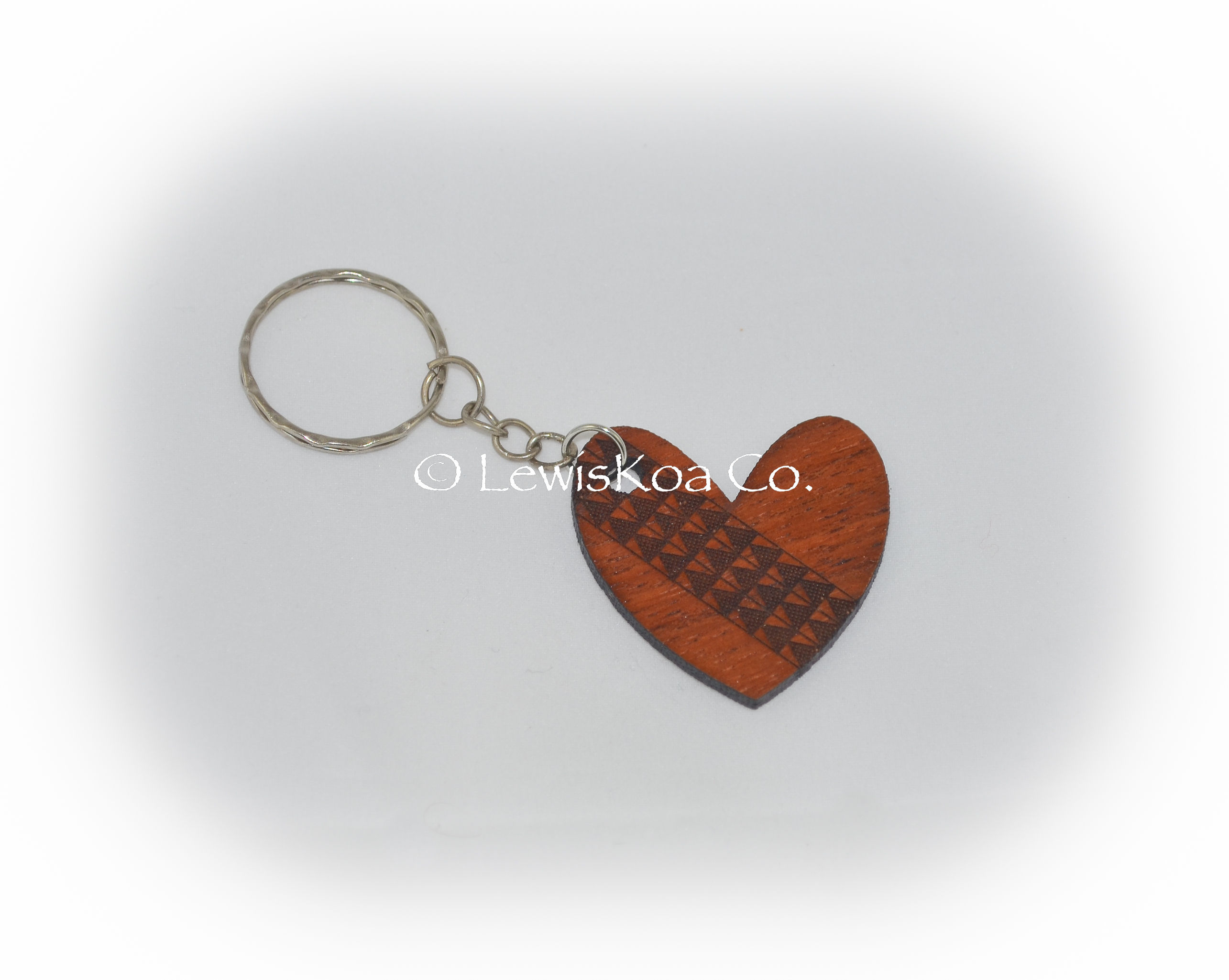 Koa Tribal Heart Keychain