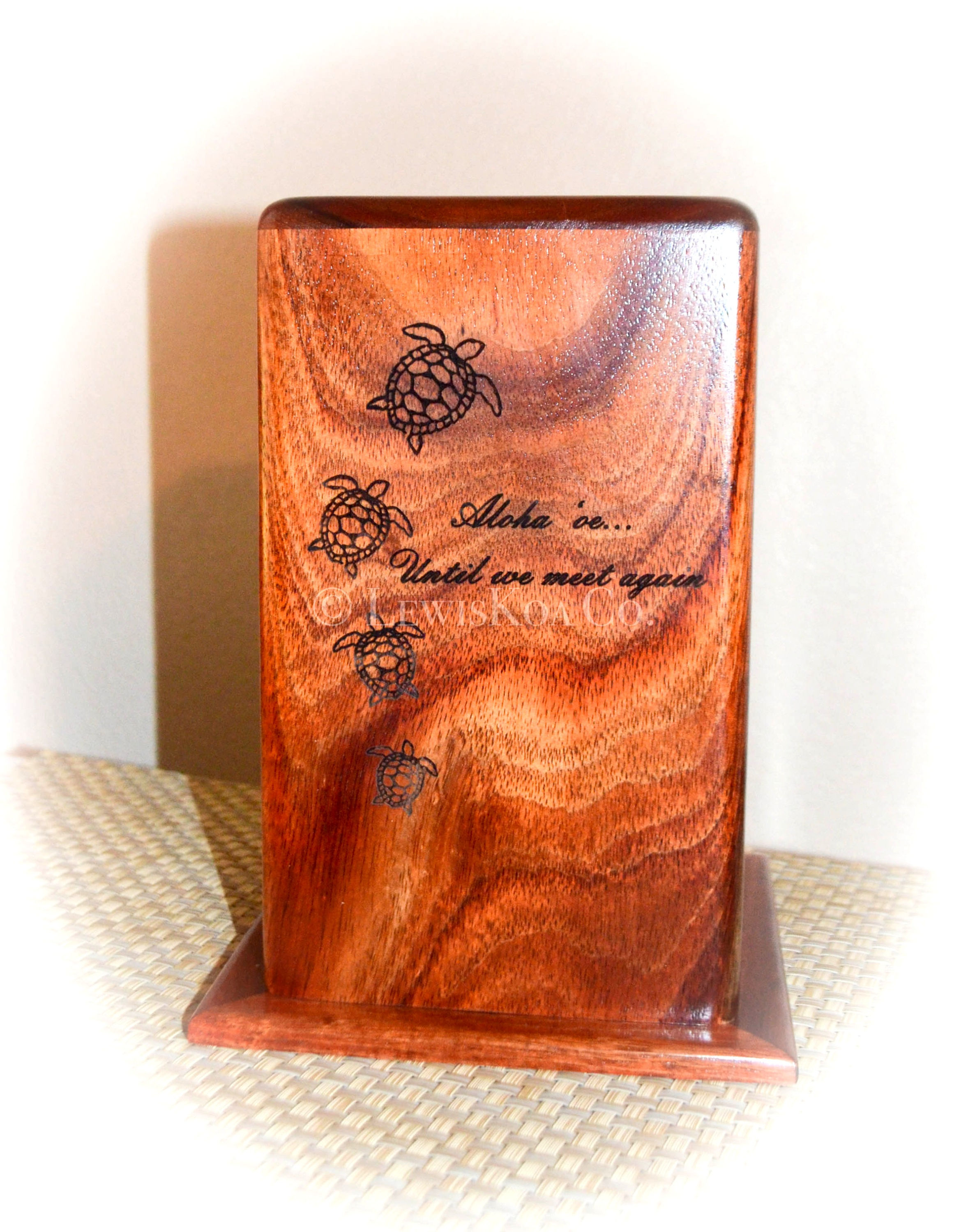 Custom Koa Urn w/ Honu Laser Graphics
