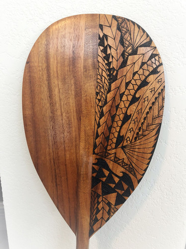 Koa Paddle w/ Tribal Pyrography (KPPY200) LewisKoa Co
