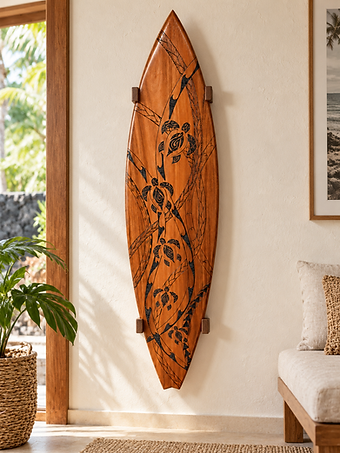 Engraved wooden surfboard wall display.png