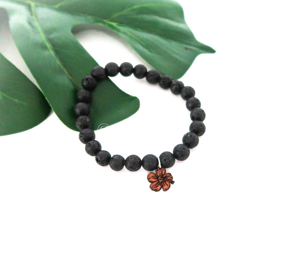 Thumbnail: Lava Bead Stretch Bracelet with Koa charm (LBB8M)