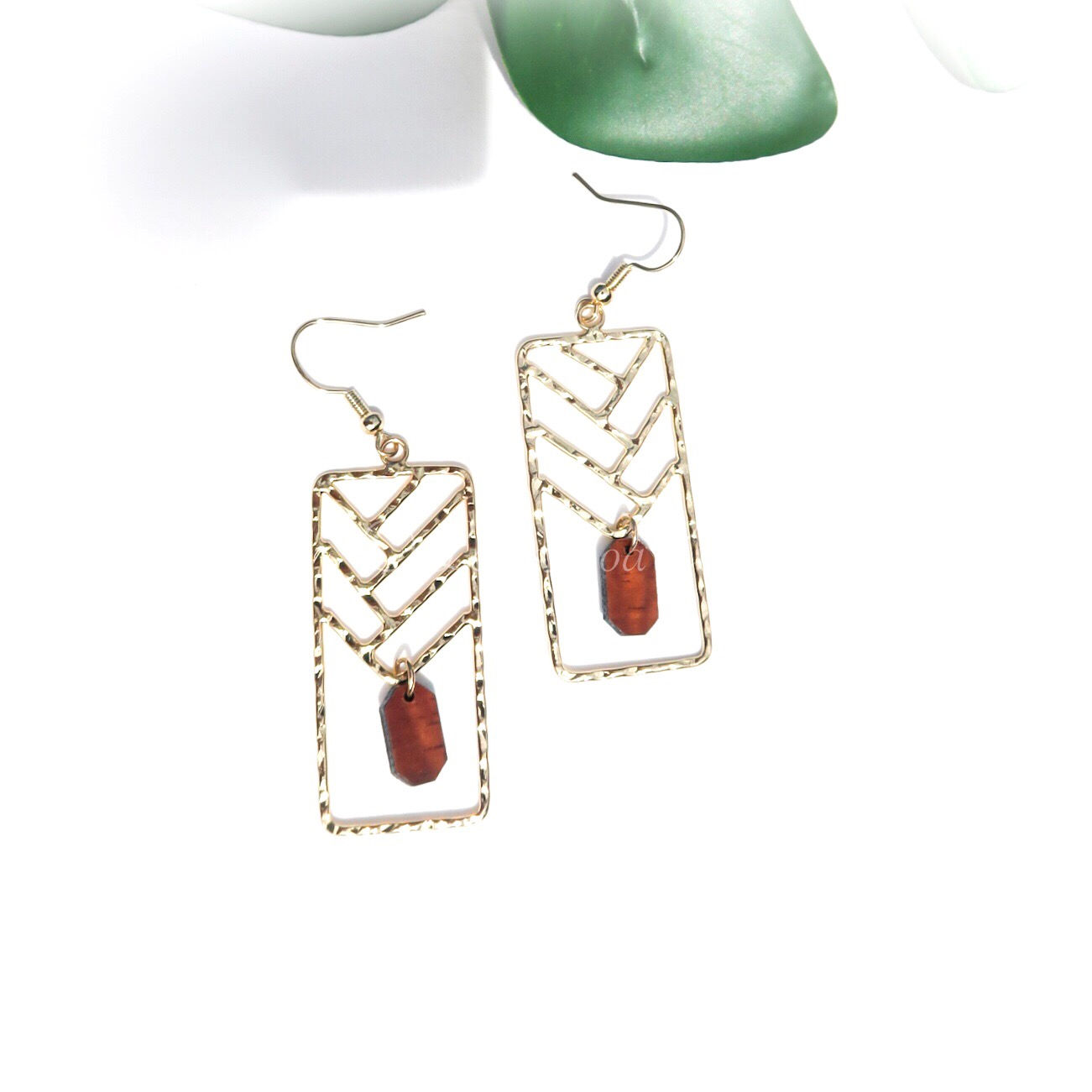 Lauhala Weave with Koa charm Earrings