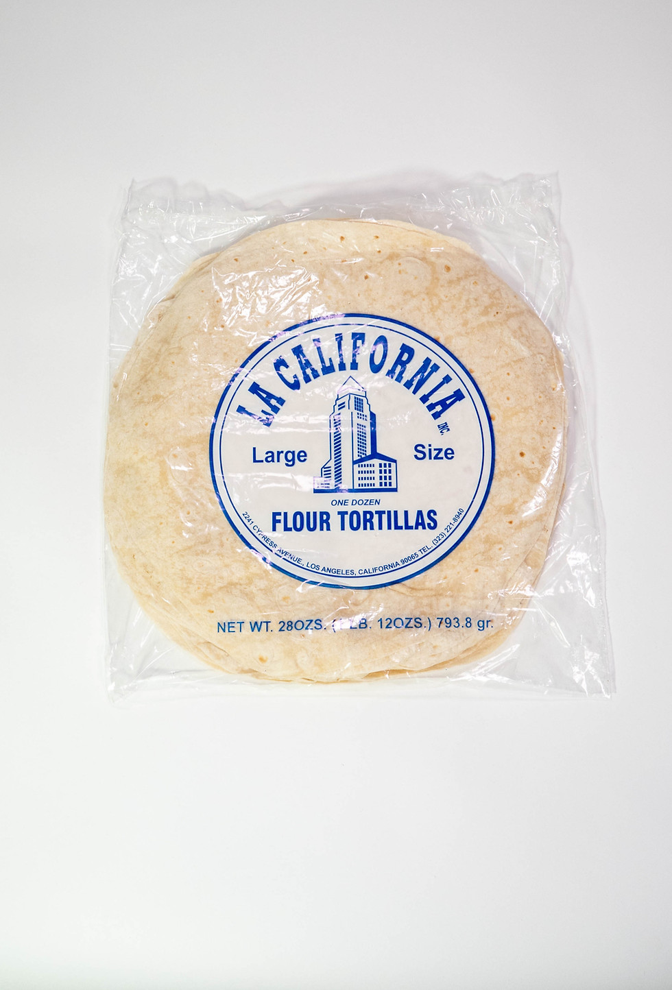 Twelve inch diameter flour tortillas for burritos