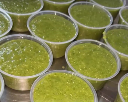 Our mild and vibrant Salsa Verde freshly made.