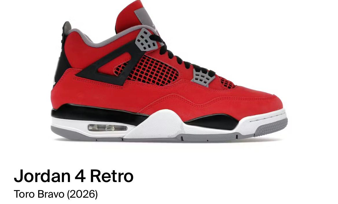 Jordan 4 Toro Bravo 