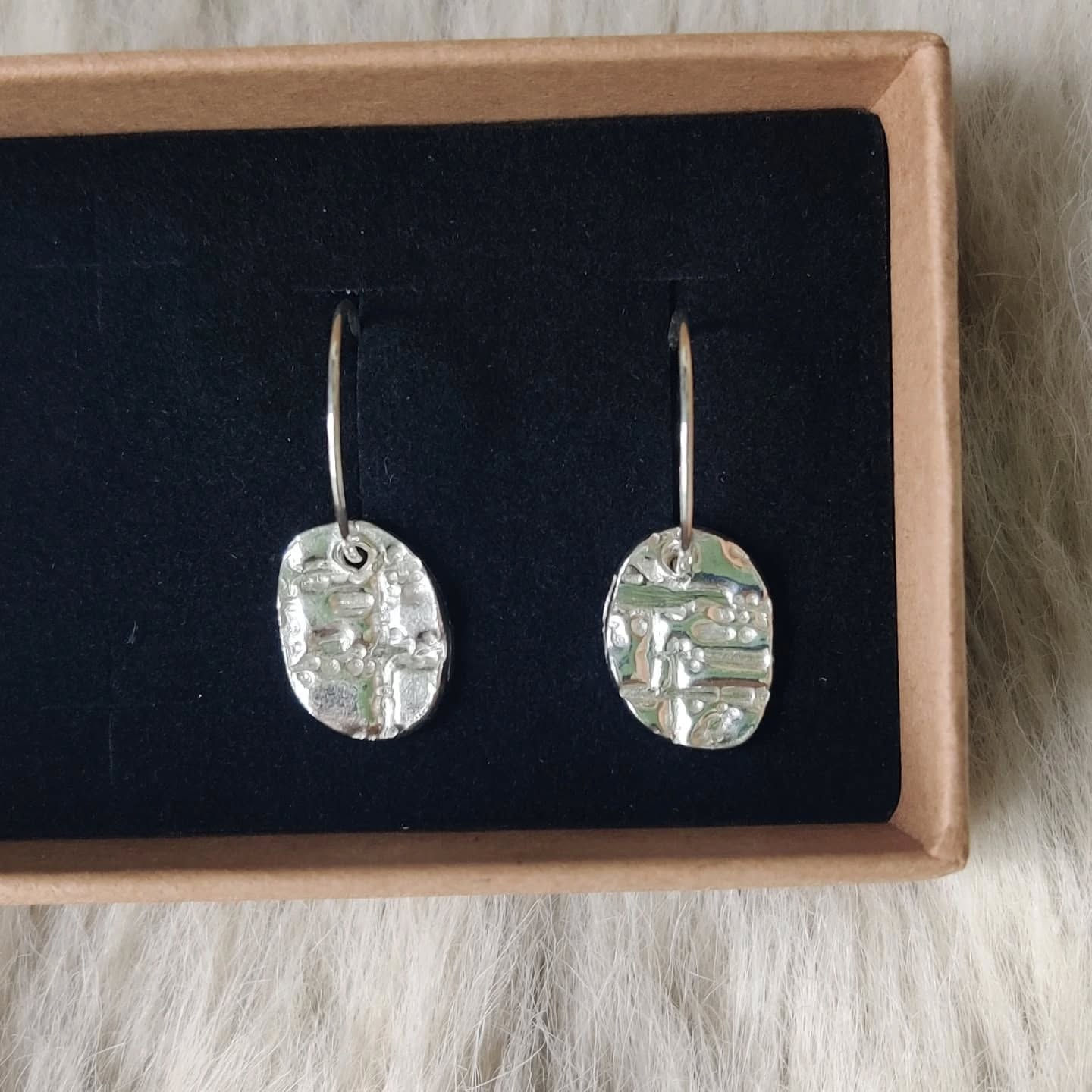 Silver Textured Hoop Earrings