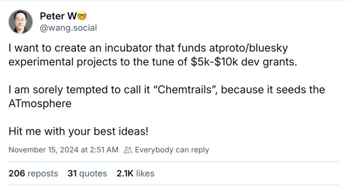 Peter Wang's Bluesky post